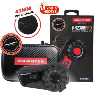 Knmaster KN2300 Motosiklet Kask İnterkom Bluetooth Intercom Kulaklık Seti Siyah