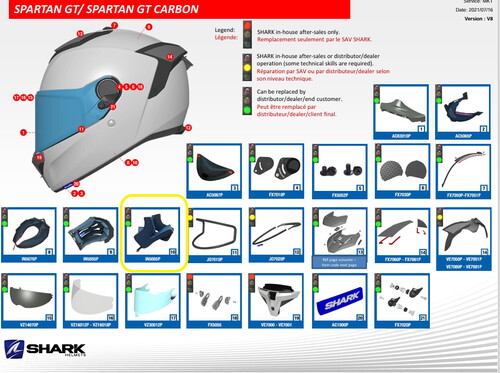  Shark Spartan Gt /Gt Carbon Yanak  Pedi  In5065