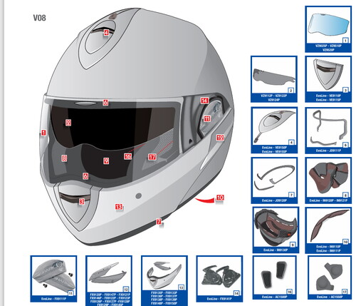  Shark Evoline 2 Çene Kenar Kapak gri/FX9147P